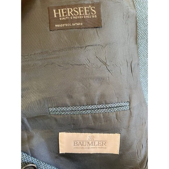 Baumler Mens Lambswool Herringbone Blazer Sport Coat Teal Blue Sz L Austria Made - Picture 14 of 15